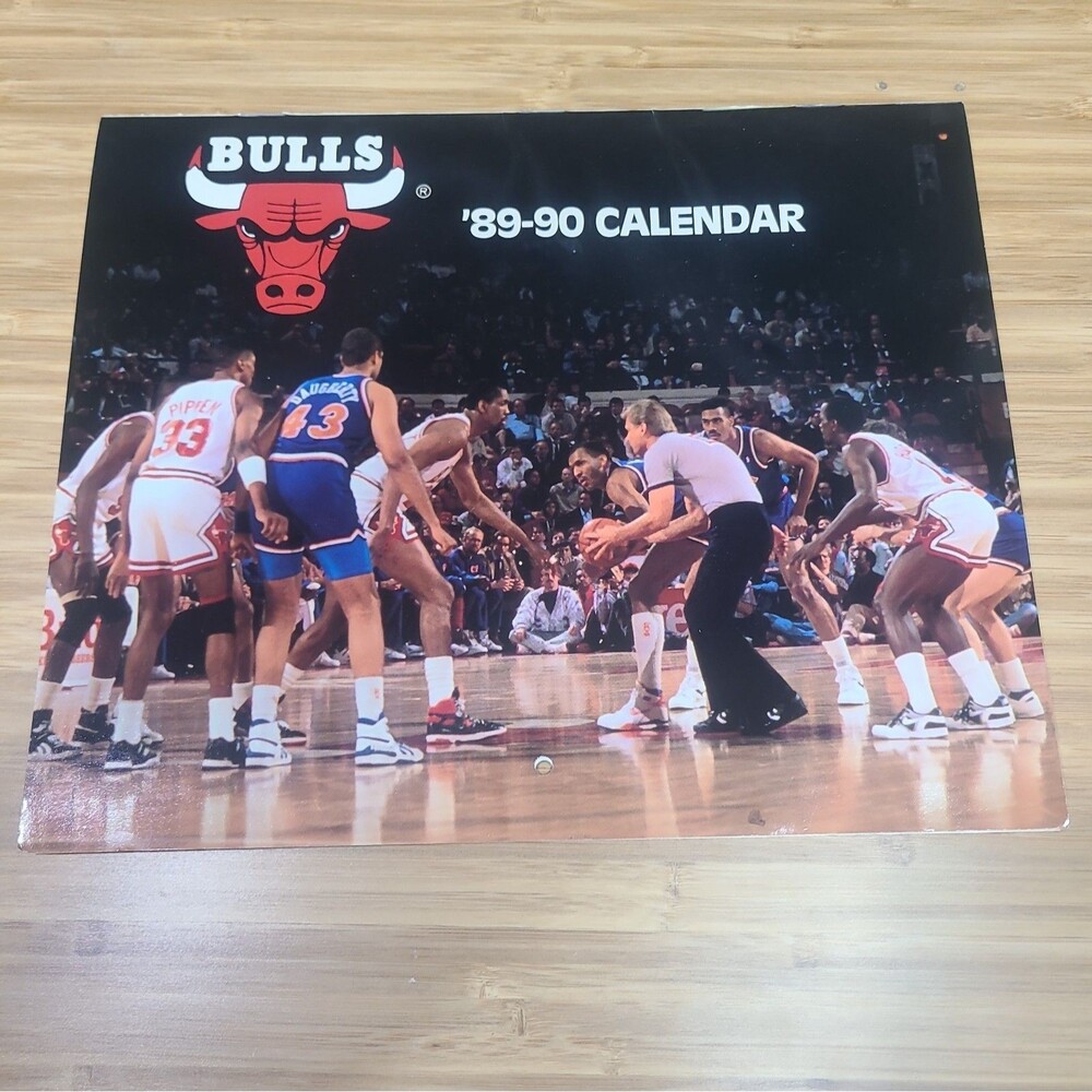 Vintage 1989 1990 Chicago Bulls Monthly Calendar Clean Unmarked Michael Jordan